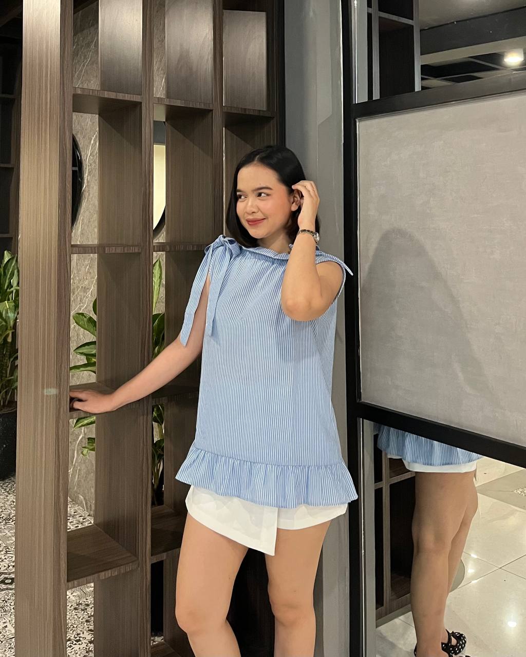 Celeste Blouse shoulder ribbon detail